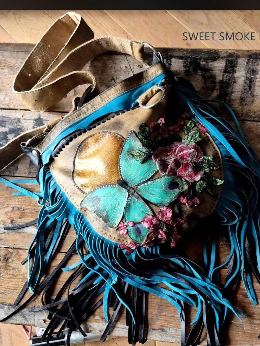 New no tags sweet smoke Turquoise Butterfly Fringe Shoulder Bag 🔥🔥🔥